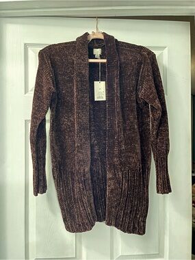 a new day Brown Chenille Open-Front Cardigan